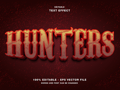 Hunters 3D Editable Text Effect Vector 3d 3d text editable editable text font game title graphic design halloween illustration scary text effect vector