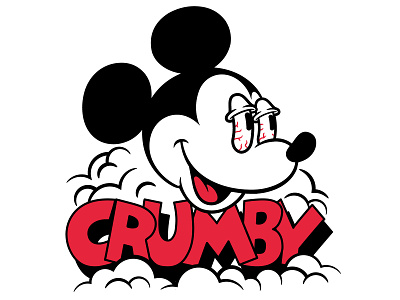 Crumby Mouse bloodshot cannabis crumby disney illustration mickey mouse mouse print design stoned t shirt vector art