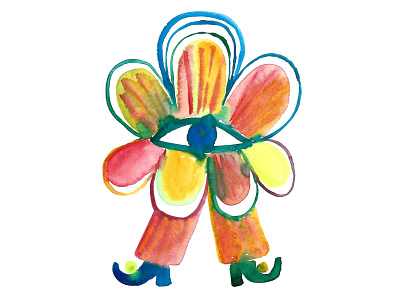 The flower character analog art bright character characterdesign color eye flower illustration illustrator watercolor
