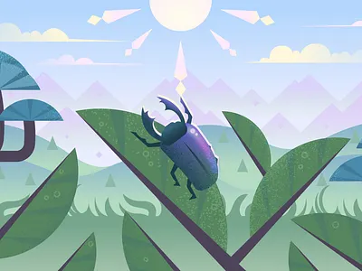 Adventure Beetle background beetle bug bugs geometric illustration landscape leaf vector vector textures