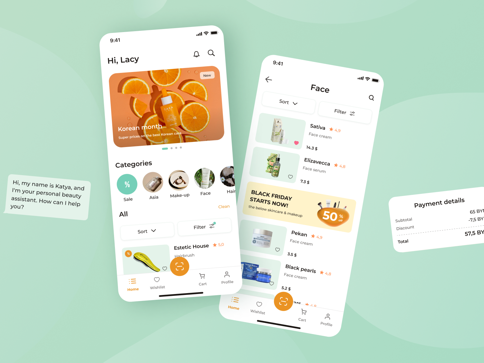 UX/UI design of YoCo - beauty online shop with assistant app beauty design mobile shop ui ux