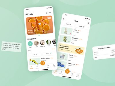 UX/UI design of YoCo - beauty online shop with assistant app beauty design mobile shop ui ux