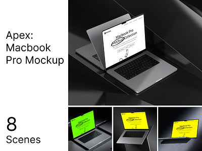Apex: Macbook Pro Mockups 16 inch device environment header hero laptop macbook mock up mockup pro psd stylish website