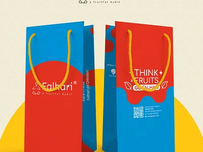 Falhari Carry Bag brandidentity branding foodpackaging fruitpackaging minimalpackaging packaging packagingdesign redblue