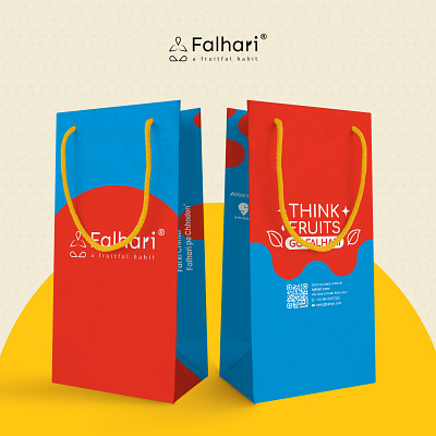 Falhari Carry Bag brandidentity branding foodpackaging fruitpackaging minimalpackaging packaging packagingdesign redblue