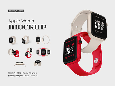 Apple Watch Mockup Set app apple apple watch band device display gadget interface mockup mockups screen smartwatch sport strap ui watch watchos