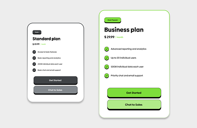 Pricing Card app business card design mobile plan pricing redesign standart ui uiux ux