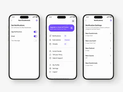 Menu - IOS Mobile App - Mind Relaxation flow ios menu mobile product design