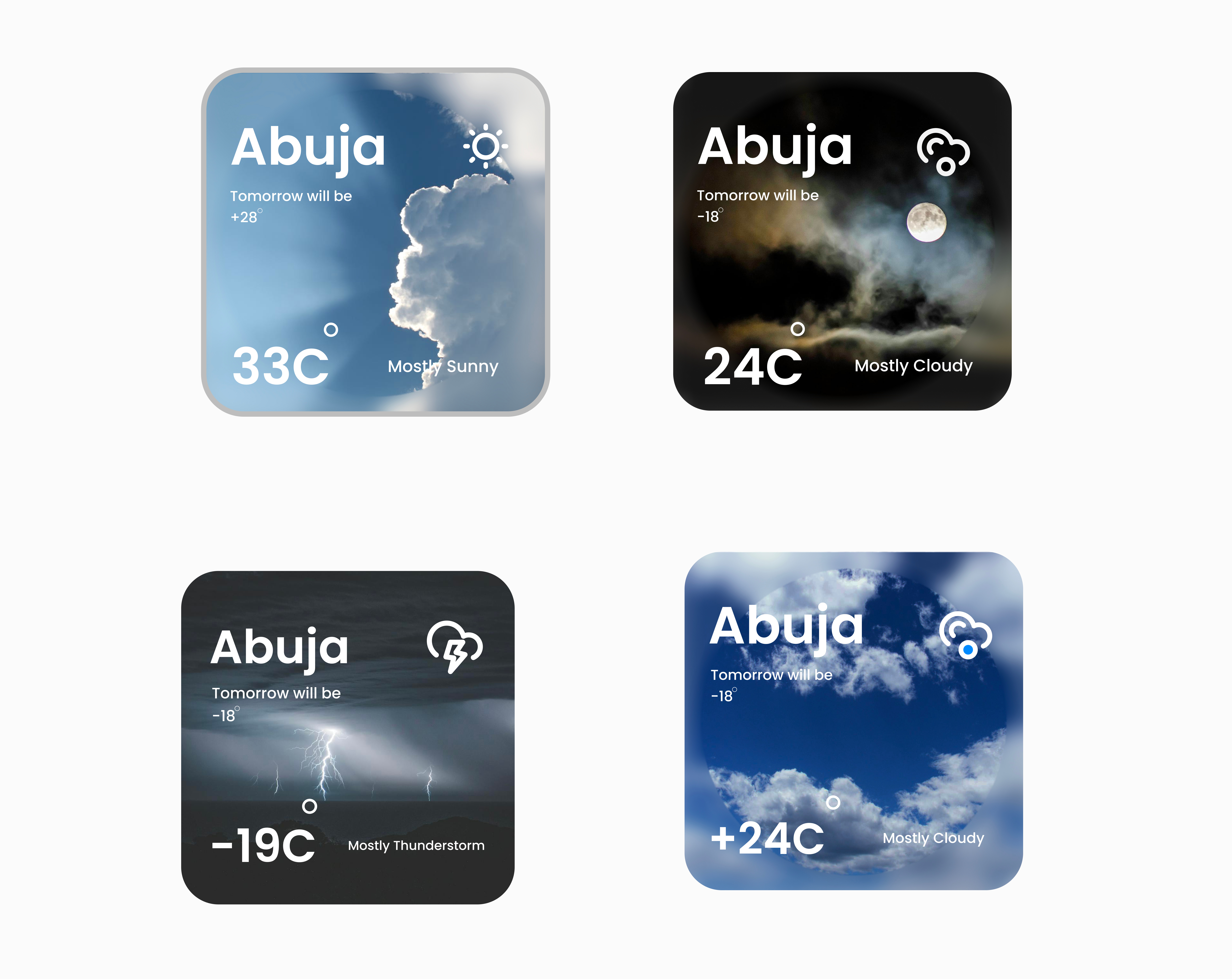 Ios Weather Widget 3d animation branding cloudy design forecast graphic design illustration landing page logo motion graphics rain sunny temperature ui uiux ux weather widget