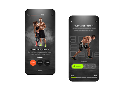 A or B? app clean design fitness flat layout mobile app onboarding responsive reto stepbystep ui ux web