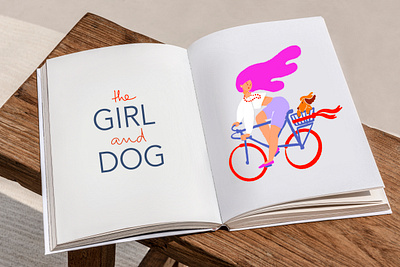 Book illustration bike book coloring book cover page dog friendship girl graphic design illustration story young young adult