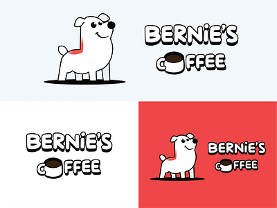 Bernie's Coffee bernie coffee coffee shop dog dogs flat illustration illustration logo logo design pet petfriendly puppy