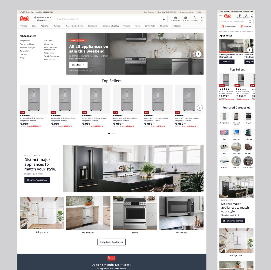 CLP for Conn's HomePlus categories clp design ecommerce ui ux