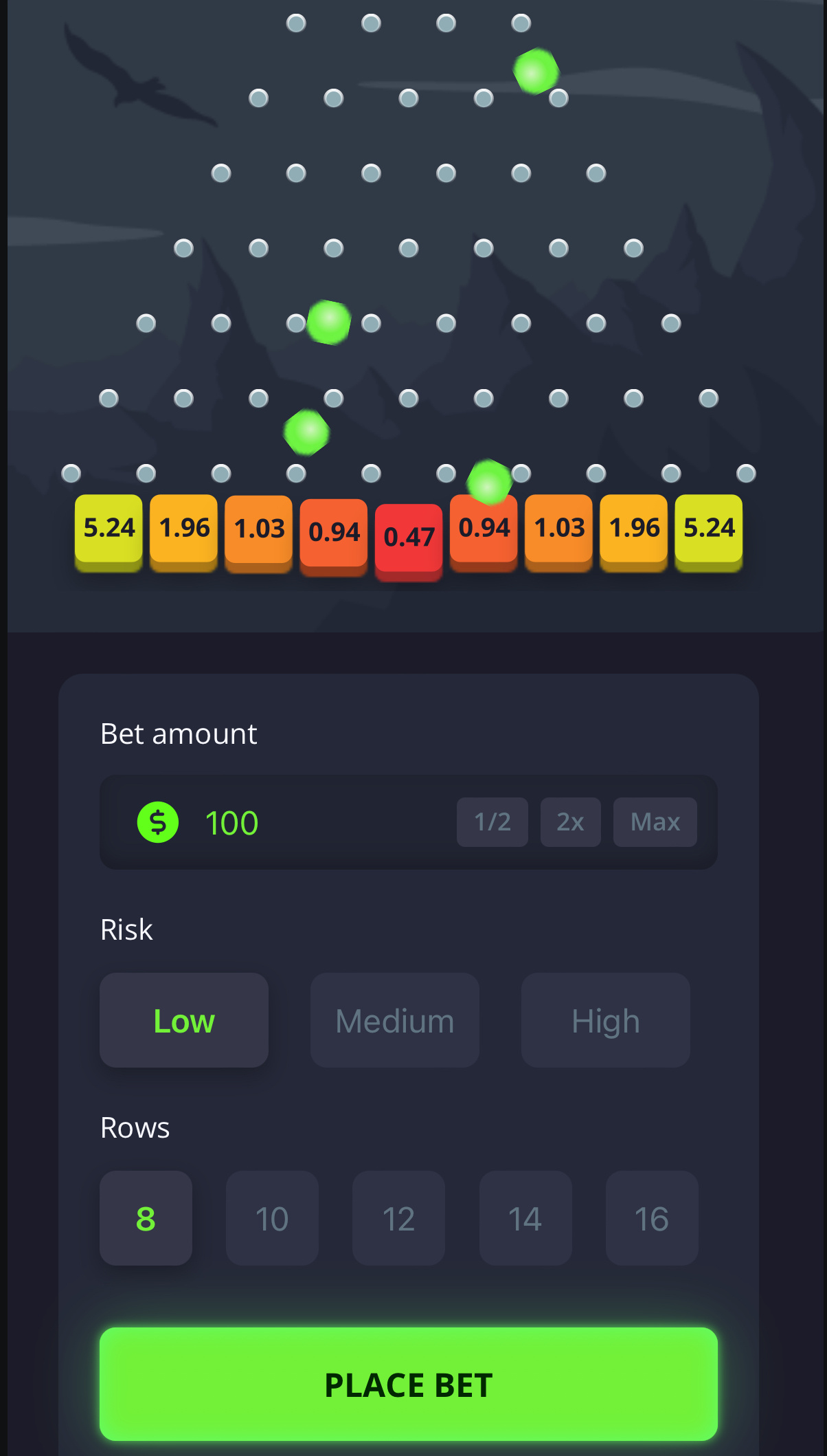 Plinko - Casino game interface casino casino design casino games casino interface casino ui illustration plinko plinko casino plinko casino design plinko casino game plinko crypto game plinko design plinko fast game plinko game plinko game design plinko ui