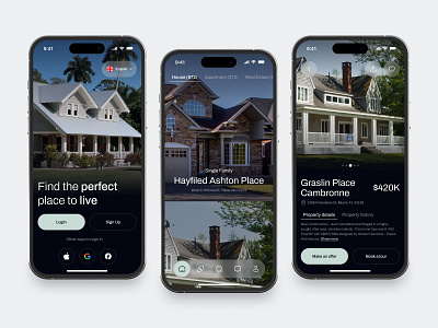 Real Estate Mobile App app clean design feed fireart home ios menu real estate search ui ux