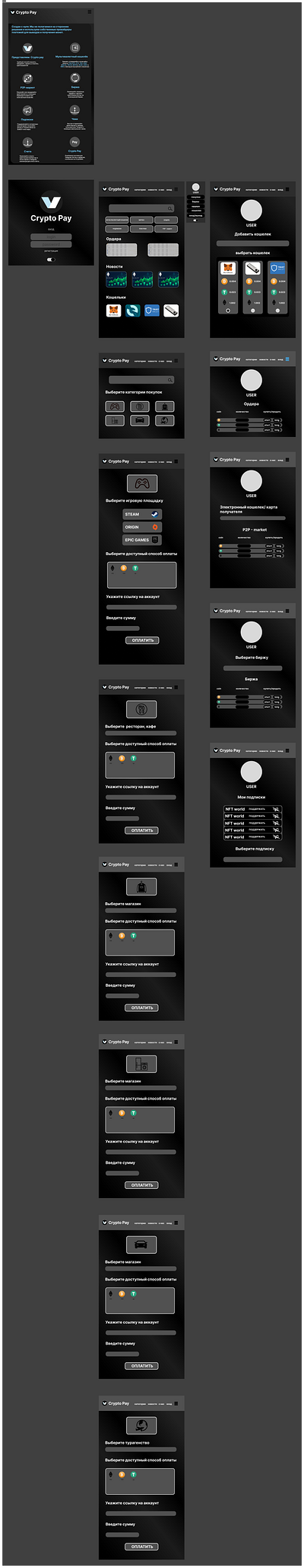 Crypto pay Dark graphic design ui ux web