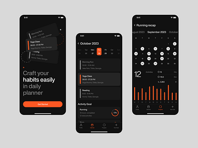 Habit Tracking App: Mobile Design Concept appdesign darkmode design designconcept digitaldesign mobile mobileapp ui userexperience