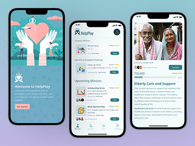 HelpPlay - d12 of UI challenge activity donation elders help social impact ui