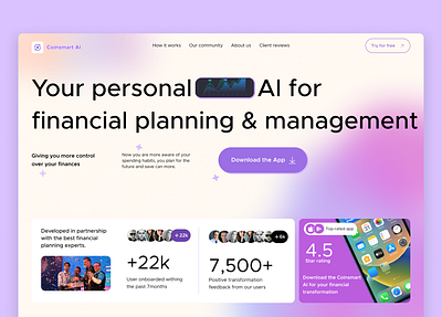 Coinsmart AI - Your assistant for financial planning & managment ai animation coinsmart ai fintech homepage landingpage uidesign uiuxdesign webdesign