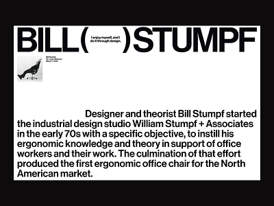 Bill Stumpf animation brand branding clean design digital furniture grid layout minimal swiss typography