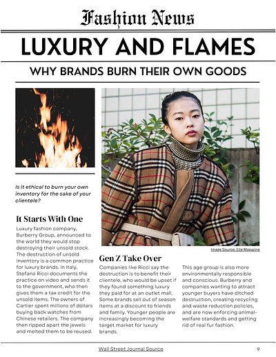 Luxury and Flames - Magazine Article Layout article fashion layout design magazine news article typography