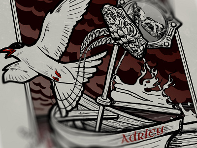 Adrien, after a "few" more iterations! :) adrien album art artwork illustration medallion sailboat stern