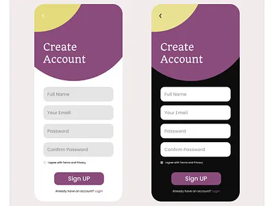 Sign up screen ui