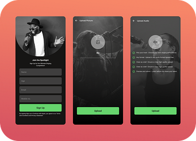 Singing Registration UI Unveiled! 🎵✨ app bl branding design graphic design illustration mobile design mobile ui onboarding ui ui design ui design of blog user interface ux