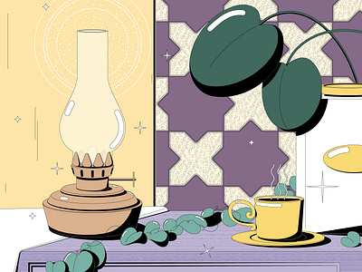 2024 Calendar | Cover design illustration kitchen lantern purple still life vector