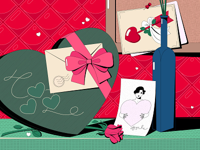 2024 Calendar | February design green illustration love red valentines vector