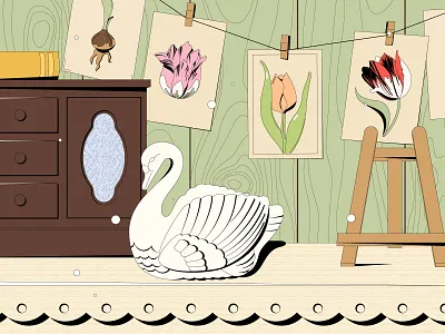 2024 Calendar | March bloom design flowers green illustration spring still life swan tulips vector