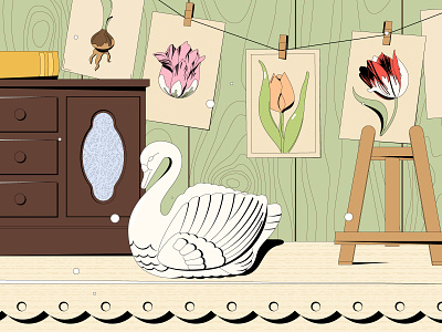 2024 Calendar | March bloom design flowers green illustration spring still life swan tulips vector