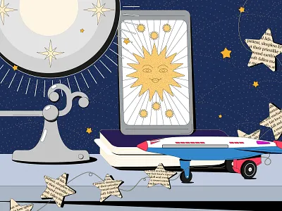 2024 Calendar | April blue celestial cosmos design galaxy illustration moon sun vector