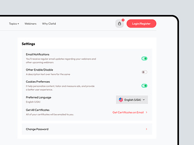 Settings Page UI Design accountpage compliance design events settingpage settings settingscreen settingui technology ui uidesign uiux uiuxdesign uxdesign webdesign webinars website websitedesign webui webuiux