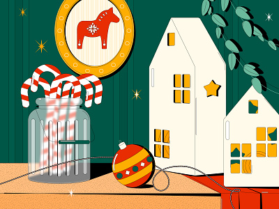 2024 Calendar | December candy cane christmas design green holiday season holidays horse illustration new year vector warm winter