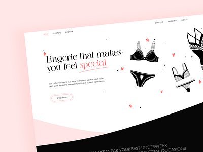 Home page of the online lingerie store concept design hero section homepage landingpage logo online lingerie store onlinestore ui uiux ux webdesign website