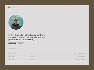 Portfolio - About about about page branding cv design design exploration download figma portfolio resume ui ux website