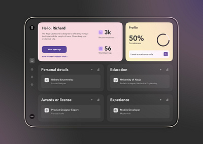 Dashboard UI for Human Resource branding dashboard figma human resource richoco ui ui and ux