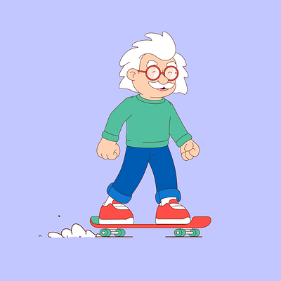 Einstein is skater 3d animal animation branding character cute design einstein flip grandpa illustration logo mascot motion motion g motion graphics skate skateboard ui unused