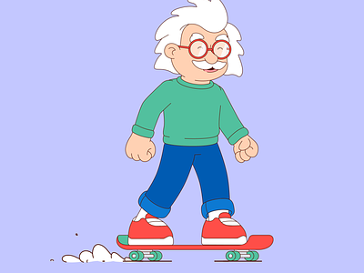 Einstein is skater 3d animal animation branding character cute design einstein flip grandpa illustration logo mascot motion motion g motion graphics skate skateboard ui unused
