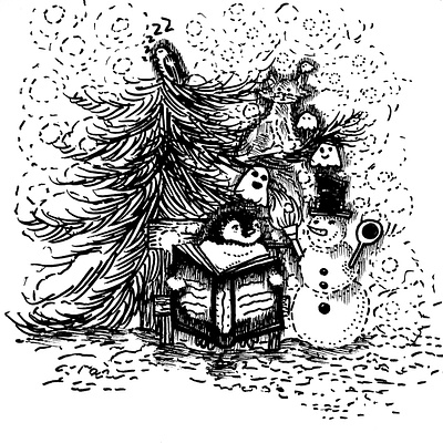 My resolutions for 2024 book doodle forest friends friendship ghost illustration kitten nature penguine snow snowmen snowy winter
