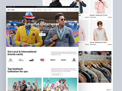 Fashion Store Website Landing Page branding clean clothing ecommerce exploration fashion header homepage landing minimal modern store ui ux web design