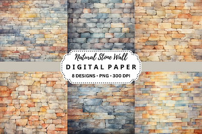 Natural Stone Wall Digital Paper tumbler wrap