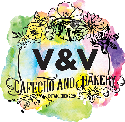 V&V Cafecito Logo bakery cafe cafecito color graphic design illustration logo print typography vector visual identity
