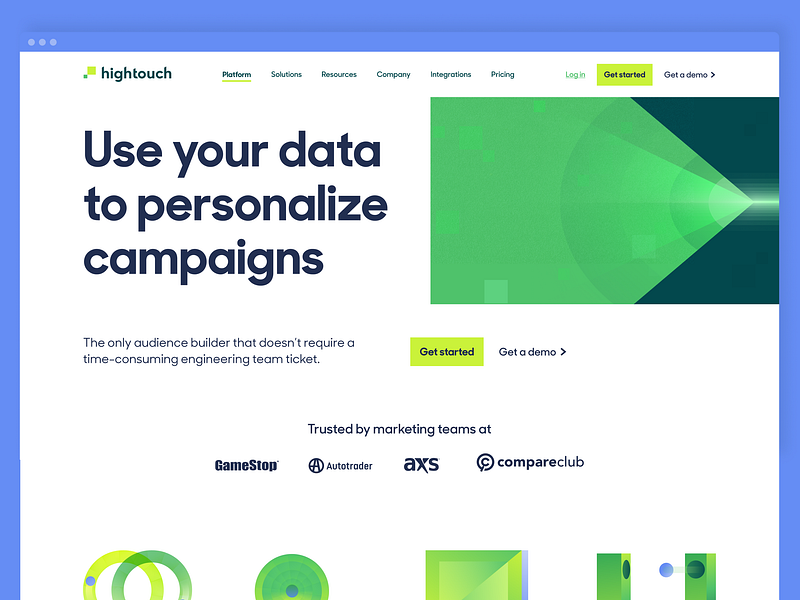 Hightouch brand and website refresh ai branding data flow illustration logo ui web design