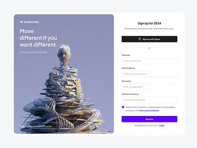 Sign Up — Anearmala anearmalastudio design design system figma page product design register sign up ui design ux design