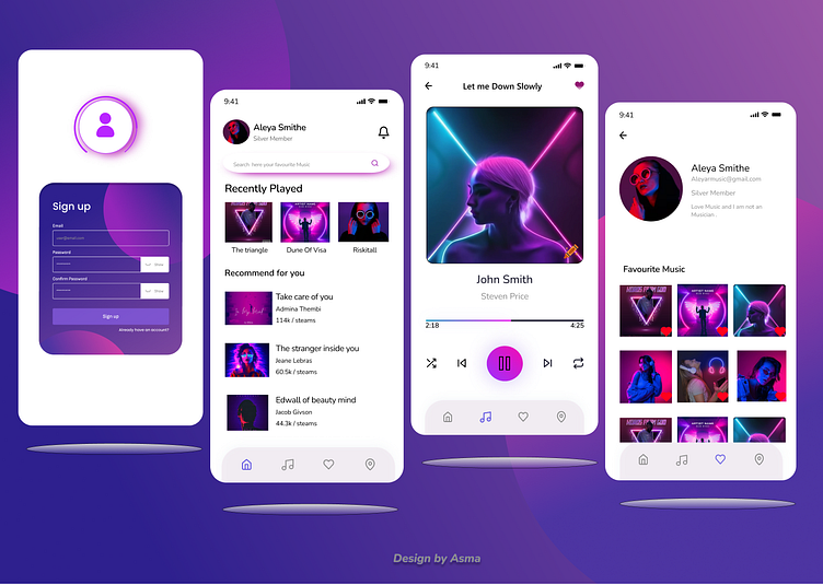 Music App UI-Kit by Asma Zaib on Dribbble