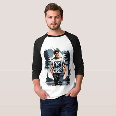 A walking boy Baseball T-Shirt anime basketball branding comic art comics design digital event poster fashion graphic design illustration layout design logo oo4 graphics poster design sketch t shirt tees ui