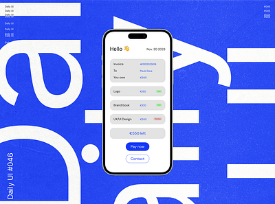 Daily UI 046 - Invoice 46 app application bill bills branding challenge daily dailyui design electronic graphic invoice minimalism modern pay paying saas ui ux