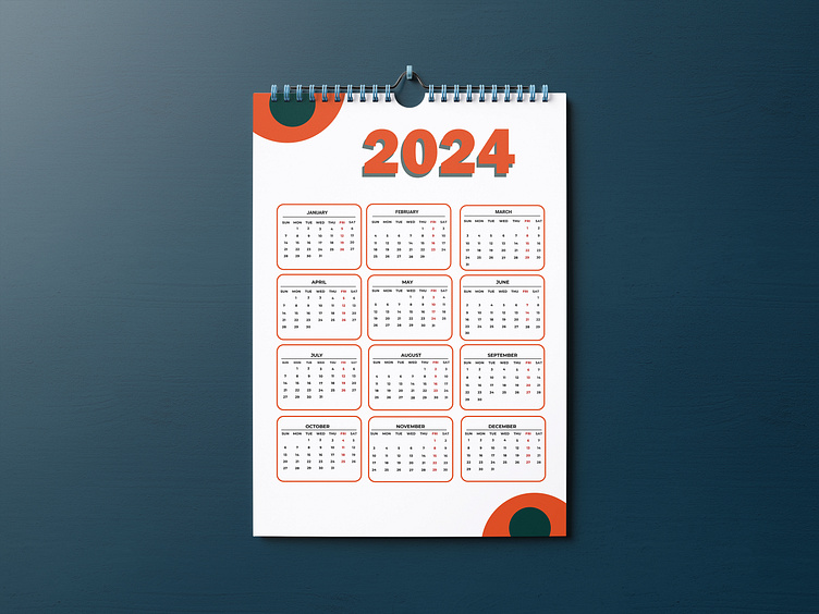 2024 CALENDAR DESIGN TEMPLATE by Nor Mohammad on Dribbble